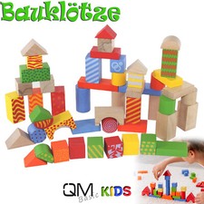 Bauklötze 50 St. große Holzbausteine Natur Holz bunt gemustert Bausteine Kinder