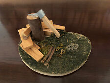 Krippenzubehör  Hackstock Set  mit Hackbeil und Holzscheite  für Krippe/Stall