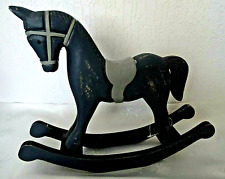 Holz Deko-Figur--Schaukelpferd--dunkelgrau/grau--Shabby chic--27 x 21 cm-Vintage