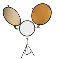 Triflector Aufheller Set mit 3 Gold/Weiß Panels + Stativ Mettle