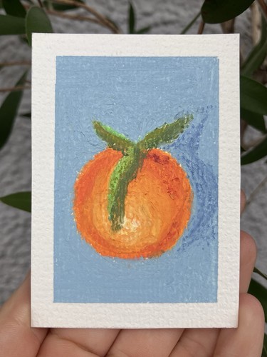 Original aceo orange artwork - aceo,