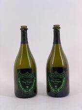 2x DOM PERIGNON Luminous Label Grün LED 0,75l Flasche Leer Deko Champagner