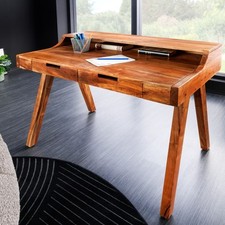 Massiver Sekretär MONSOON - 100cm - natur Akazienholz - Schubladen Schreibtisch