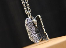 B25 Anhänger Rabe Krähe fliegender Vogel Sterling Silber 925