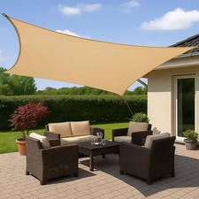 Sonnensegel 3,6x3,6m beige Sonnendach Sonnenschutz UV-Schutz & Windschutz Ösen
