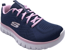Skechers Damen Graceful Get Connected Blau Rosa Sneaker Schuhe Sportschuhe NEU