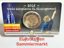2 Euro Münze Belgien 2015 ,"Entwicklung Europas", in Coincard