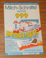 Seltene Werbung Ferrero MILCH-SCHNITTE Sport-Sets Gewinnspiel Milchschnitte 1996