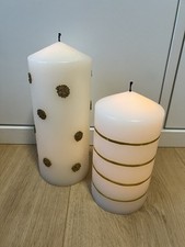 Kerzen LED Stumpenkerzen mit Timer HSE Weiß Gold