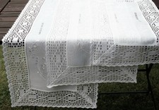 Tischläufer Weiß mit Spitze Häkel Hohlsaum Stickerei 35x70 40x90 40x140cm 6937