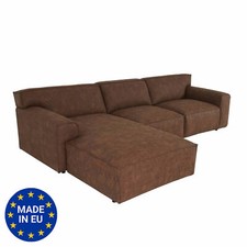 B-Ware Ecksofa MCW-J59, Sofa Ottomane links, Made in EU, Kunstleder braun