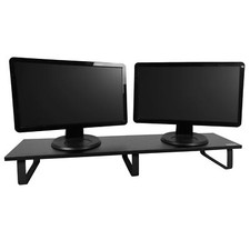 Großer doppelter Monitor Riser Ständer für TV PC DVD Dual Twin Screen Schreibtisch Halterung schwarz