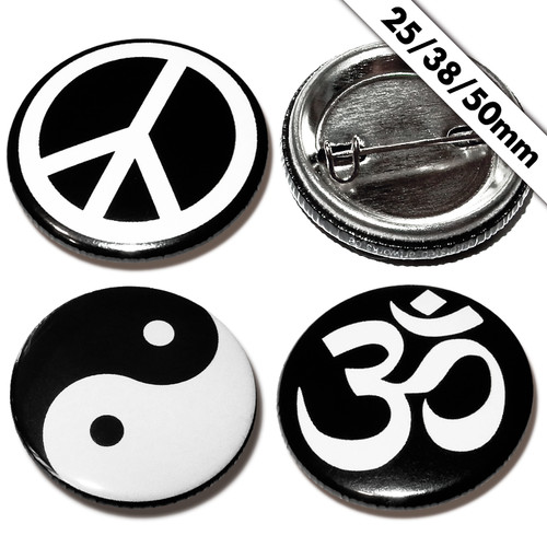 Peace yin yang om buttons - yang,