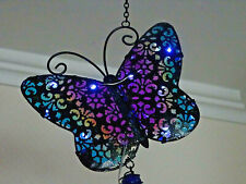 LED Windspiel Solar Schmetterling-Solarleuchte-Klangspiel-Haus,Garten Deko *