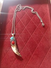 Wolfszahn Anhänger mit Edelstahlkette Halskette Schmuck Geschenk