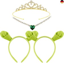 Yezmo 4PCS Grün Oger Ohren Stirnband Set, Ogress Kostüm Zubehör mit Monster St