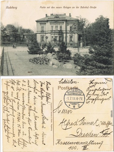 Ansichtskarte radeberg villa - radeberg,