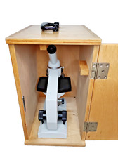 #SE678# seltenes Bresser Biolam Mikroskop K7x mit Holzkiste guter Zustand