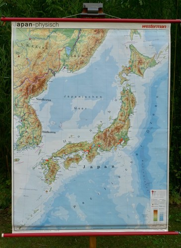 Vintage schulwandkarte japan - schulwandkarte,