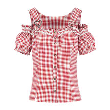 Miederbluse kurzarm rot weiß kariert tailliert Trachtenbluse Trachtenmode Damen