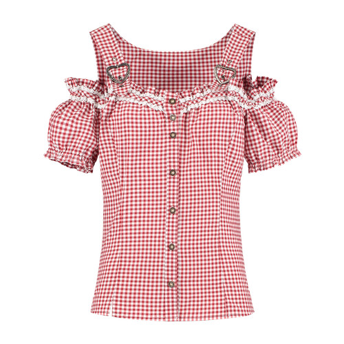 Miederbluse kurzarm rot weiß