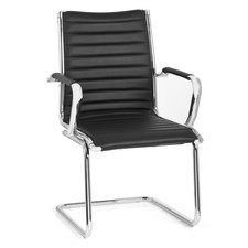 Besucherstuhl Konferenzstuhl Freischwinger Schwarz Chrom VEMONA V PU hjh OFFICE