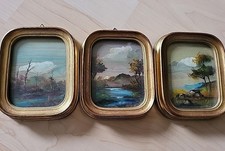 3 Kleine Ölgemälde  Wandbilder .Made In Italien . 11cmx 8,5 cm .