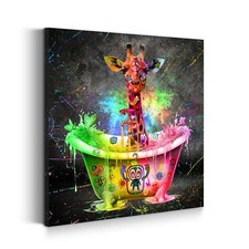 Giraffe Badewanne Leinwandbild Wandbild Kunst XXL Deko