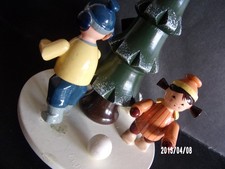 Erzgebirge SEIFFEN Oberteil f. Spieluhr Winter Kinder m. Schneemann Durchm. 8cm