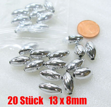 20 Stück große Wachsperlen  Olive  silber Bastelperlen  13x8mm