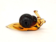 Schnecke aus Glas, braun - Glastier handgearbeitet, Glasfigur, EU-Herstellung