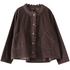 Damen Retro Kord Mantel Hemd