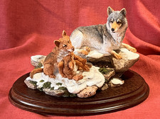 Vintage Country Artists Wolf Mother & Cubs CA 643 1993 Signed Wolves Mint/Exc