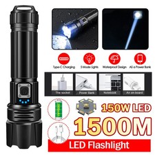 Taschenlampe LED 1500M Leuchtweite Militär Taktische Wiederaufladbar 150W IPX6