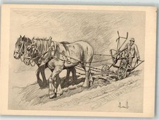 10719357 - Pflug mit Pferde sign. Arens Josef Landwirtschaft Maschine