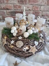 Adventskranz Weiß Adventskränze Weihnachtskränze Kerzen Kranz Beleuchtet D40cm