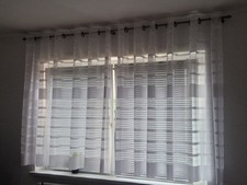 2 x fertig Ösen Gardine Store Schal Vorhänge weiß 