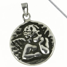 Anhänger mit Engel Silber matt geschwärzt Kettenanhänger auch mit Gravur Kette