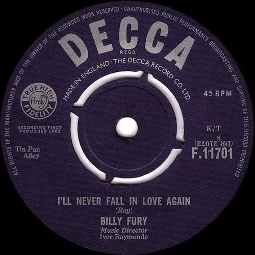 Billy fury ill - never, in