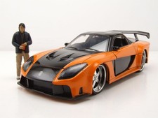 Mazda RX-7 1993 orange schwarz Fast & Furious mit Han Figur Modellauto 1:24 Jada