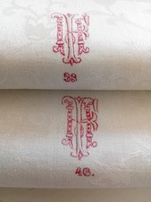 2 Jugendstil Leinen Damast