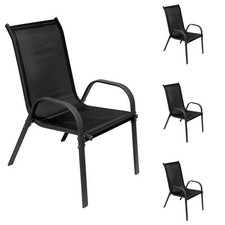 4er Set Gartenstuhl Stapelstuhl Stapelsessel Metall Textilen Anthrazit - Schwarz