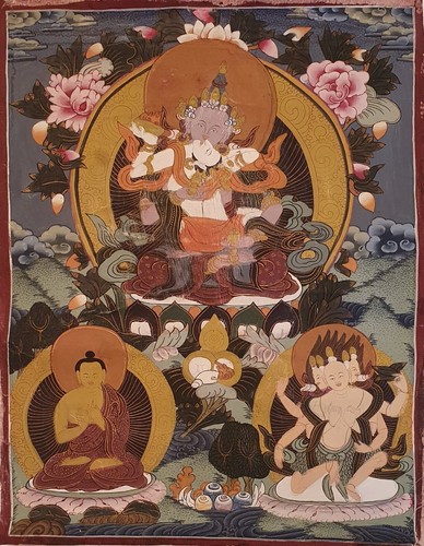Old tibet vajradhara thangka - tibet,