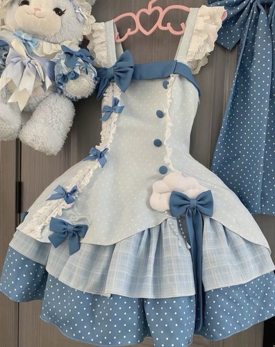 Damen lolita kleid blau - kleid,