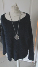 pulli Gina Benotti Strick pullover flauschpulli blau mit spitze L-XL 44-46