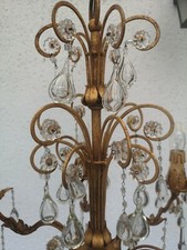 Kristall Lüster Florentiner Kronleuchter  Metall gold 6 flammig 