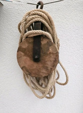 Flaschenzug große Umlenkrolle Seilrolle Seilwinde 12m Seil Holz