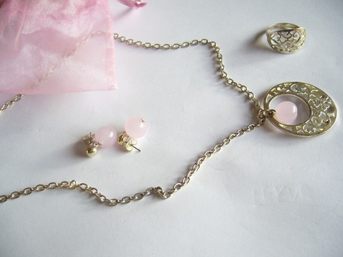 Lbvyr schmuck set - set, rosenquartz