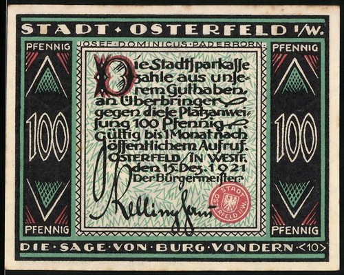 Notgeld osterfeld 1921 100 - notgeld, 1921,