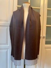 JOE TAFT extravaganter Kaschmir / Seideschal mit Perlenfransen Nougattöne